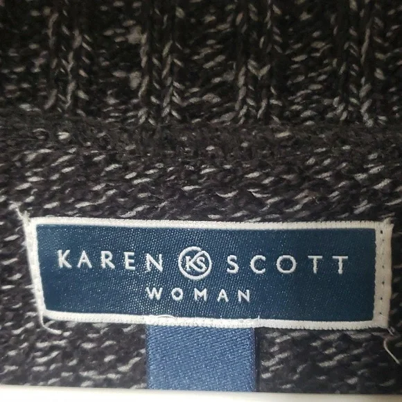 Karen Scott. Woman. Beautiful Heathered Dark Gray Cardigan;  Button Up. Size 3X - Picture 3 of 12